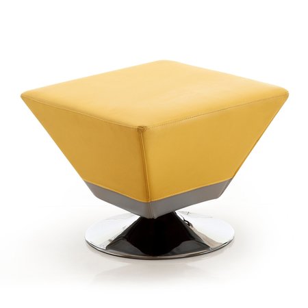 MANHATTAN COMFORT Diamond Swivel Ottoman in Yellow and Polished Chrome OT002-YL